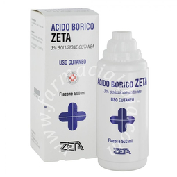 Acido borico zeta 3% soluzione cutanea  acido borico zeta 3% unguento  acido borico flacone da 500 ml