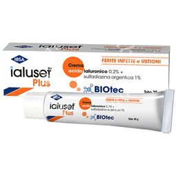 Crema acido ialuronico 0,2% + sulfadiazina argentica 1% ialuset plus ferite infette e ustioni 25 g