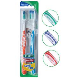 Gum super tip 463 compact spazzolino medio bonus pack 2 pezzi