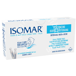 Isomar soluzione isotonica acqua mare igiene quotidiana 20 flaconcini monodose 5 ml