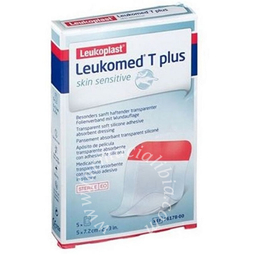 Leukomed t plus skin sensitive medicazione post-operatoria trasparente impermeabile con massa adesiva al silicone 5x7,2cm 5 pezzi