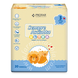 Pannolini profar sempre asciutto ultra midi 4/9 kg 20 pezzi