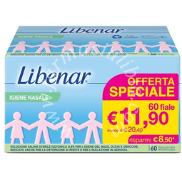 Soluzione salina isotonica 0,9% libenar per igiene nasale 60 flaconcini monouso x 5 ml