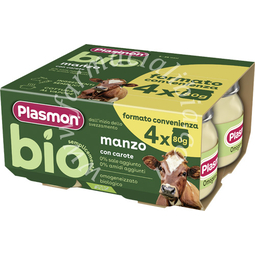 Plasmon bio omogeneizzato manzo e carote 4 pezzi da 80 g