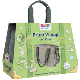 Hipp cofanetto primi viaggi latte idratante 350 ml + shampoo delicato 200 ml + salviettine delicate&nutrienti 48 pezzi + bagno delicato 350 ml + zaino hipp