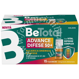 Betotal advance difese 50+ 15 flaconcini da 7 ml aroma naturale arancia con edulcoranti senza zuccheri senza glutine naturalmente privo di lattosio