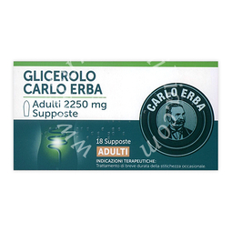 Glicerolo carlo erba prima infanzia 900 mg supposte  glicerolo carlo erba bambini 1375 mg supposte  glicerolo carlo erba adulti 2250 mg supposte adulti 2,250  18 supposte