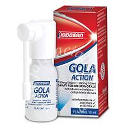 Gola action  1,5 mg/ml + 5 mg/ml  spray per mucosa orale, soluzione  benzidamina cloridrato/cetilpiridinio cloruro soluzione 1 flacone da 10 ml