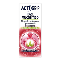 Actigrip tosse mucolitico 20mg/ml, soluzione orale, gusto mentolo  guaifenesina 20 mg/ml  flacone vetro da 150 ml
