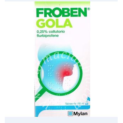 Froben gola 250mg/100ml collutorio  froben gola 250mg/100ml spray per mucosa orale  flurbiprofene 0,25%  flacone da 160 ml