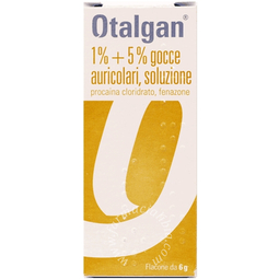 Otalgan 10 mg/ml + 50 mg/ml gocce auricolari, soluzione  procaina cloridrato + fenazone 1% + 5%  flacone da 6g
