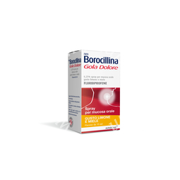 Neo borocillina gola dolore 0,25% spray per mucosa orale gusto menta  neo borocillina gola dolore 0,25% spray per mucosa orale gusto arancia e miele  neo borocillina gola dolore 0,25% spray per mucosa orale gusto limone e miele  flurbiprofene 1 flac