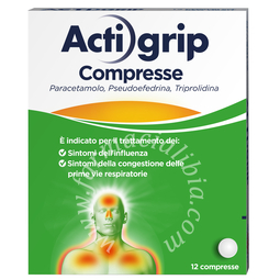 Actigrip 2,5 mg/60 mg/500 mg compresse  paracetamolo, pseudoefedrina cloridrato, triprolidina cloridrato 12 compresse in blister al//pvc/pvdc