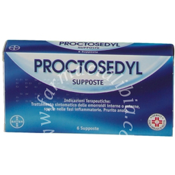 Proctosedyl supposte  idrocortisone acetato, benzocaina , esculina, benzalconio cloruro 6