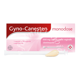 Gyno-canesten monodose 500 mg  capsula molle  vaginale  clotrimazolo 1 capsula in blister pvc/pvdc/pvc