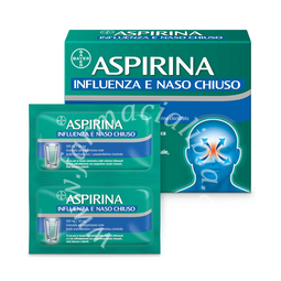 Aspirina influenza e naso chiuso  500 mg / 30 mg granulato per sospensione orale  acido acetilsalicilico, pseudoefedrina cloridrato 500 mg/30  soluzione orale 10 bustine in pap/al/pe