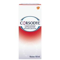 Corsodyl 2 mg/ml soluzione per mucosa orale  clorexidina gluconato 200 mg/100  flacone 150 ml