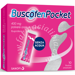 Buscofenpocket 400 mg polvere orale in bustina  ibuprofene 10 bustine monodose in pap/al/meea