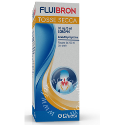 Fluibron tosse secca 30 mg/5 ml sciroppo  levodropropizina flacone da 200 ml con misurino dosatore