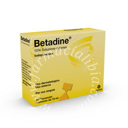 Betadine 10% soluzione cutanea  iodopovidone 10 flaconcini monouso in hdpe da 10ml