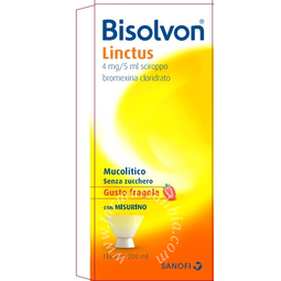 Bisolvon linctus 4 mg/5 ml sciroppo - gusto fragola  bromexina cloridrato aroma fragola flacone 200 ml