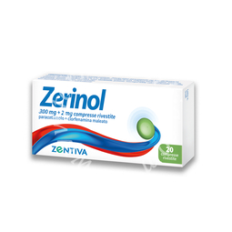 Zerinol 300 mg + 2 mg compresse rivestite  paracetamolo + clorfenamina maleato 20 compresse in blister pvc/al