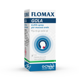 Flomax gola 0,25% collutorio  flomax gola 0,25% spray per mucosa orale  flurbiprofene flacone da 15 ml