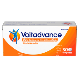 Voltadvance 25 mg compresse rivestite con film  voltadvance 25 mg polvere per soluzione orale  diclofenac sodico 30 compresse in blister opa/al/pvc/al