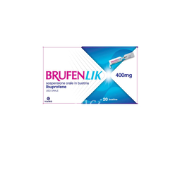 Brufenlik 200 mg sospensione orale in bustina  ibuprofene 400  20 bustine in pet/al/pet/pe da 10 ml
