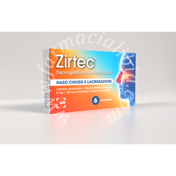 Zirtec decongestionante antistaminico 5 mg + 120 mg compresse a rilascio prolungato  cetirizina dicloridrato + pseudoefedrina cloridrato 6 compresse in blister pvc-al