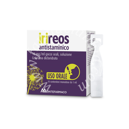 Irireos antistaminico 10 mg/ml gocce orali, soluzione  cetirizina dicloridrato  medicinale equivalente 10 contenitori monodose in pe da 1 ml