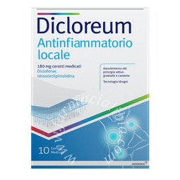 Dicloreum antinfiammatorio locale 180 mg cerotti medicati  diclofenac idrossietilpirrolidina cerotto medicato, 10 cerotti