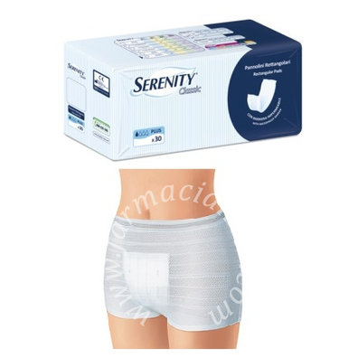 Pannolone per incontinenza formato rettangolare con barriera serenity 30 pezzi