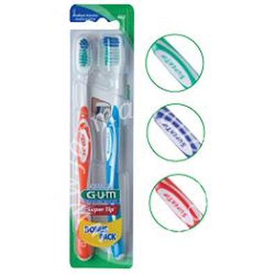 Gum super tip 463 compact spazzolino medio bonus pack 2 pezzi