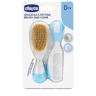Chicco spazzola + pettine azzurro
