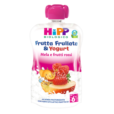 Hipp bio frutta frullata yogurt mela frutti rossi 90 g