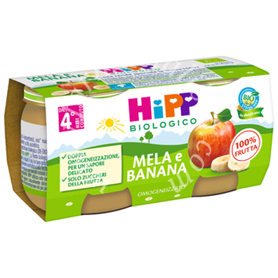 Hipp bio omogeneizzato mela/banana 2x80 g