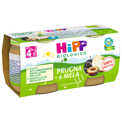 Hipp bio omogeneizzato prugna e mela 2 x 80 g