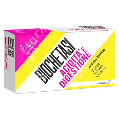 Biochetasi acidita' 20 compresse masticabili aroma limone senza glutine senza lattosio