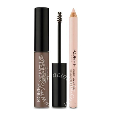 Korff cure make up kit sopracciglia con mascara sopracciglia 02 + matita illuminante 02