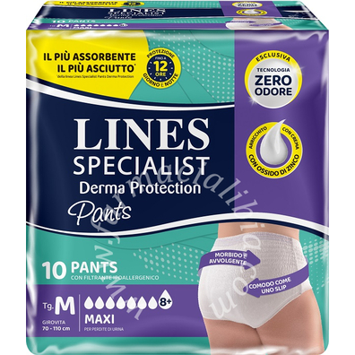 Pannolone per incontinenza lines specialist derma pants maxi m 10 pezzi