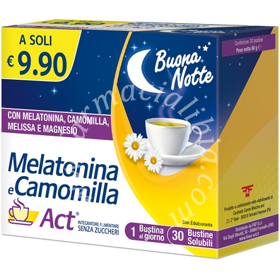 Melatonina e camomilla act 30 bustine solubili senza zuccheri