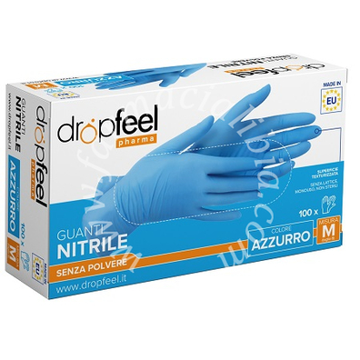Guanto in nitrile dropfeel senza polvere azzurro taglia m 100 pezzi