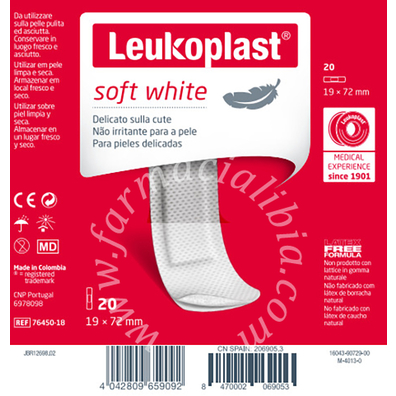 Leukoplast soft white 72 x 19 cm 20 pezzi