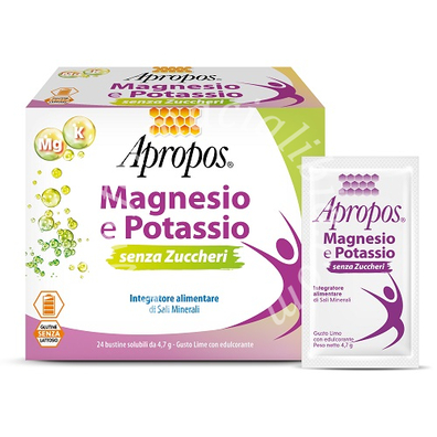 Apropos magnesio e potassio senza zuccheri 24 bustine gusto lime