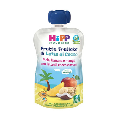 Hipp bio frutta frullata&latte di cocco mela banana con latte di cocco e avena 90 g