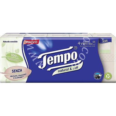 Tempo fazzoletti natural&soft 10 pezzi da 9 fazzoletti