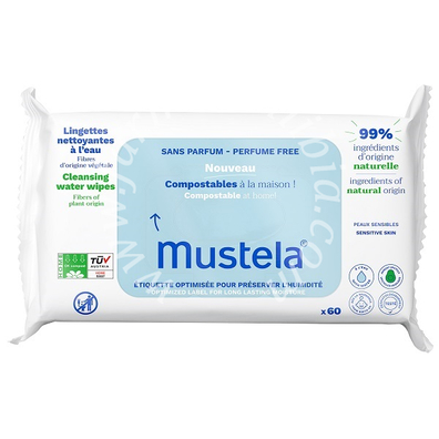 Mustela salviette acqua compostabili senza profumo 60 pezzi