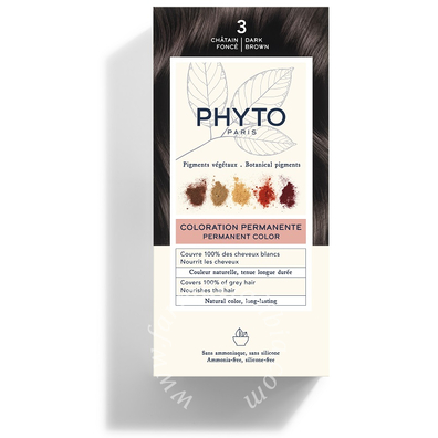 Color kit 3 castano scuro latte rivelatore 50 ml + crema colorante 50 ml + maschera protettiva colore 12 ml + guanti