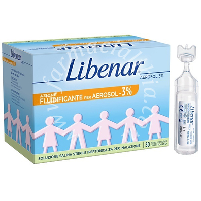 Soluzione salina ipertonica 3% libenar per inalazione con aerosol 30 flaconcini monouso x 4 ml